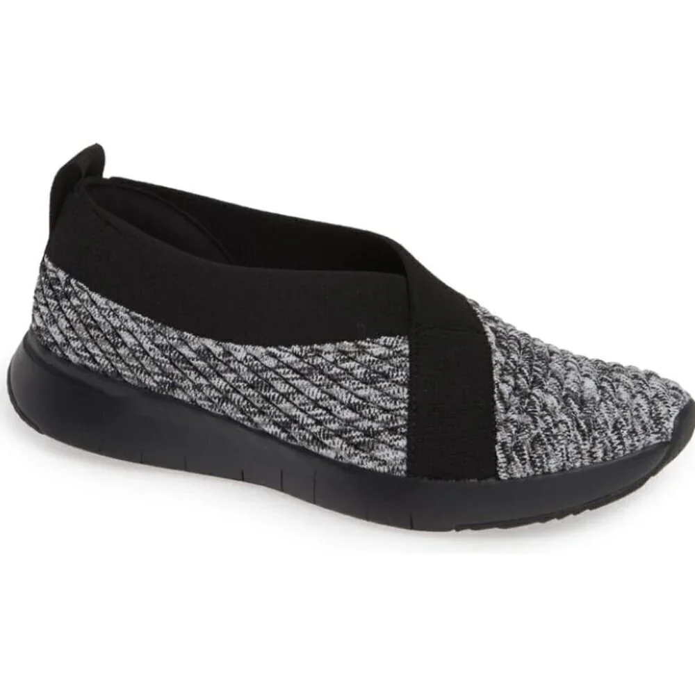 Fitflop Artknit Ballet Shoe Slip On Sneaker Women 5 Gray Black Comfort LIght 36